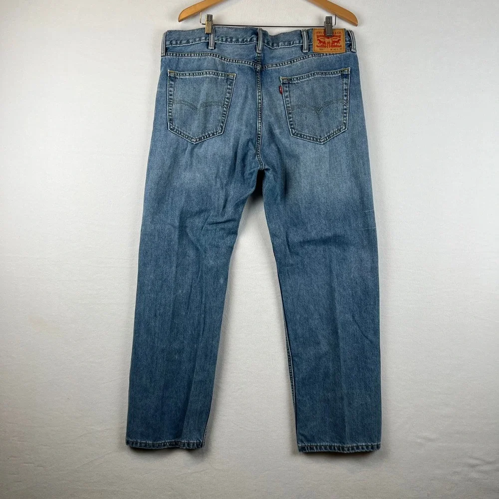 Levis 505 Jeans Mens 40x30 Regular Fit Light Wash Denim Pants‎ Classic